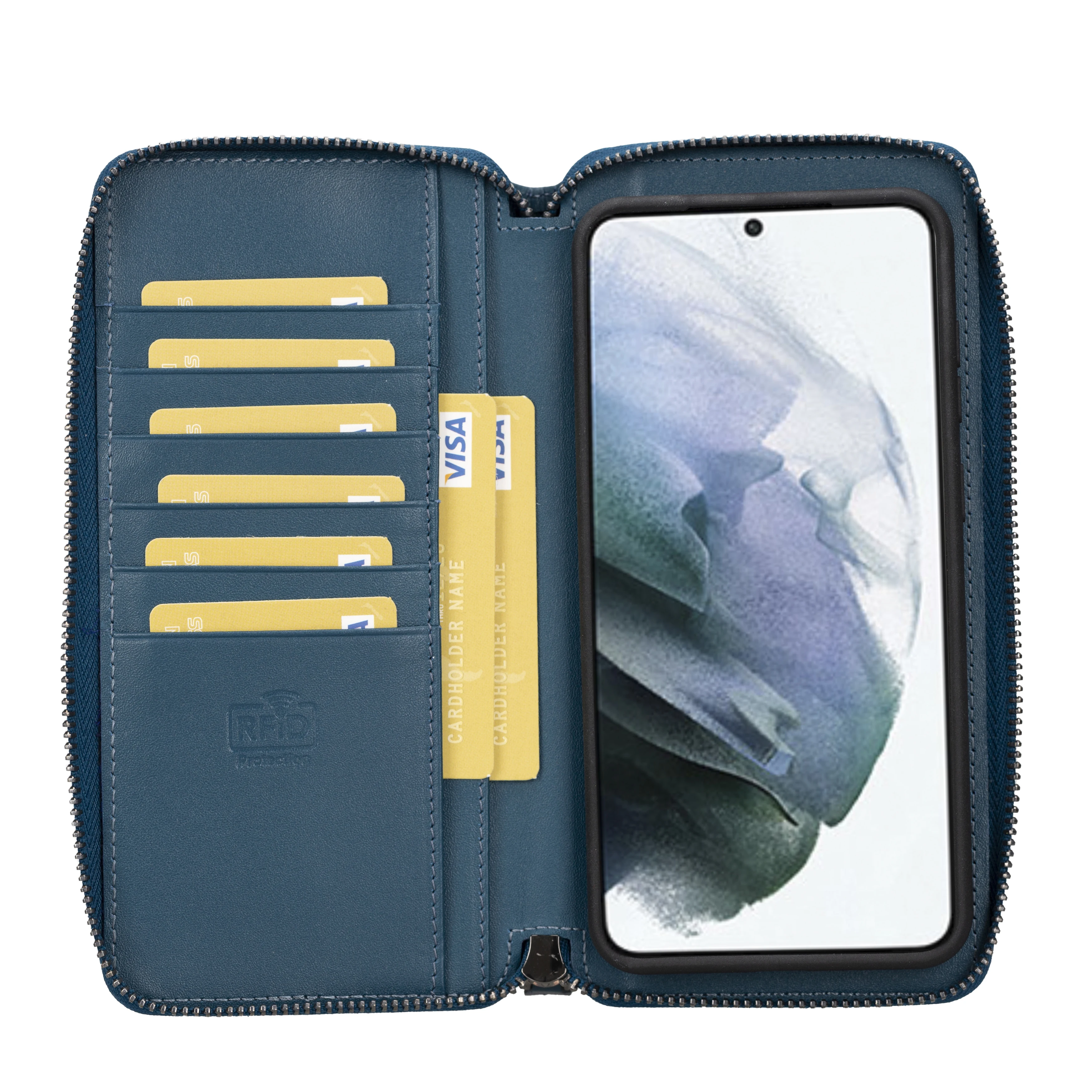 

BOULETTA Pouch Genuine Leather Handmade Detachable Phone Case for Samsung Galaxy S23 Plus Rfid and Wireless Charging Compatible