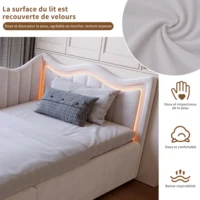 Canapé lit rembourré 90x200 avec éclairage LED, lit banquette 1 place, Lit Coffre avec sommier à Lattes et Rangement, lit simple pour enfant, sans Matelas 5