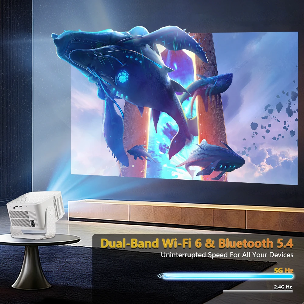 벨렉 HY350 MAX 8K 네이티브 풀HD 1080P LED 빔 프로젝터 스마트 자동 초점 WIFI5 BT5.4 영화 홈시네마 음성 제어 프로젝터