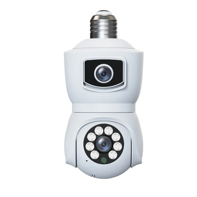 Bulb WiFi Camera Dual Lens Dual Screen Auto Tracking Two Way Audio Color Night Vision OutdoorSurveillance Camera 3