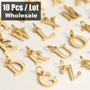 10PCS 26 Letters Stainless Steel Cut Alphabet Pendant for DIY Woman Necklace Ladies Jewelry Accessories Wholesale Dropshipping 1