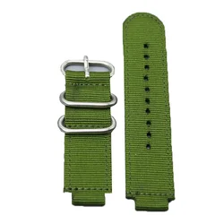 Men's Nylon Canvas Watch Strap with Weave Ring Buckle - 16mm (Green S)