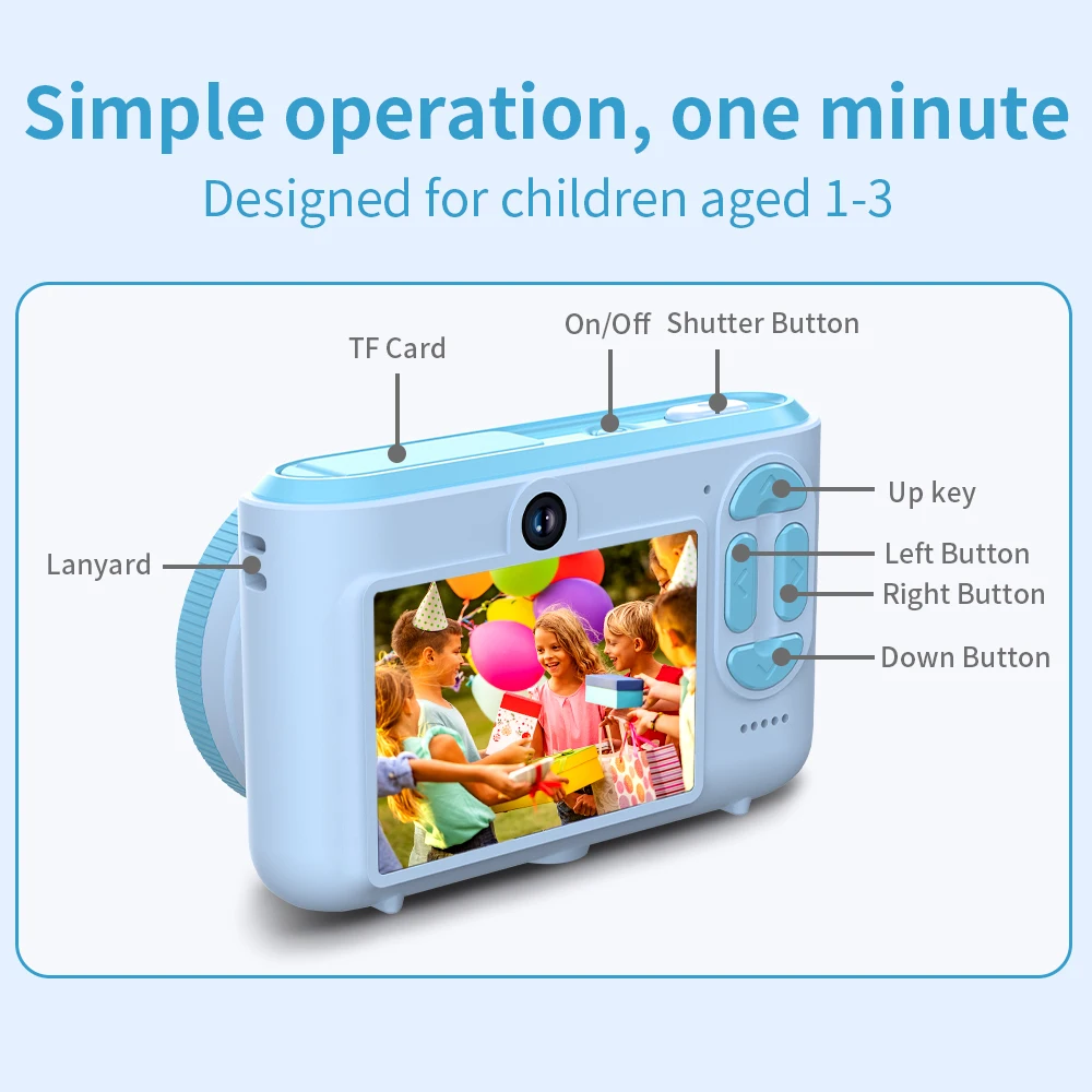 Digitale Kinderkamera (1080p-Video) – Geschenk für Jungen und Mädchen von 3 bis 12 Jahren – mit 8-GB-SD-Karte – HD-Fotoaufnahme – tragbar und einfach zu bedienen_voghion.com