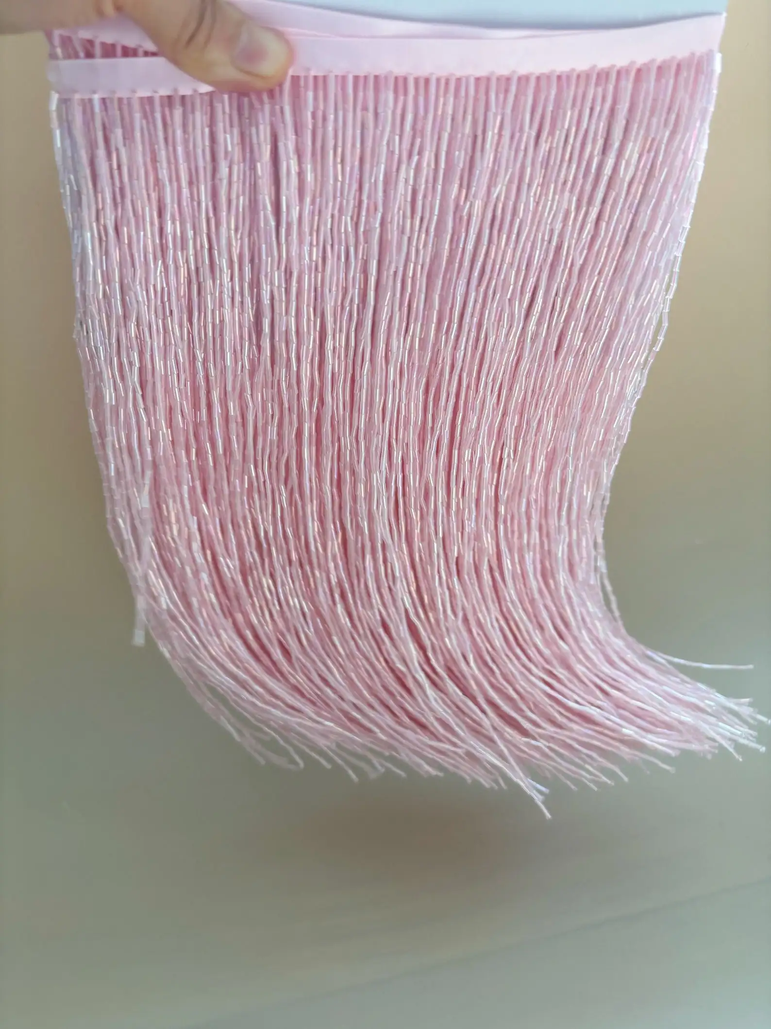 

11.8 inches Pink Bead Fringe Tassel Dress Accessories Lace Trim Wedding and Evening Dress Beaded Decoration