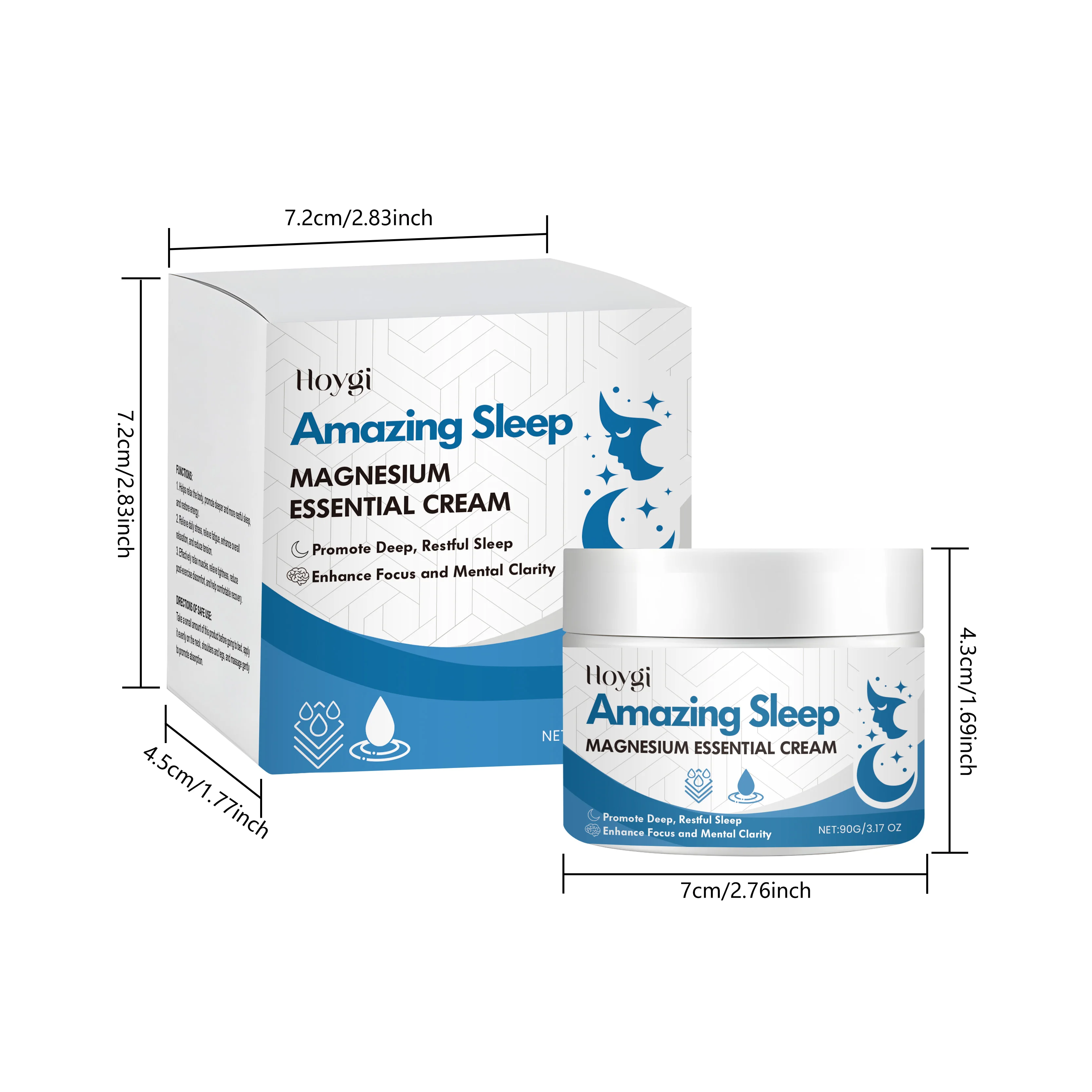 Hoygi Magnesium Sleeping Care Cream Moisturize Relief Stress and Anxiety Soothing Muscle Soreness Lavender Fragrance Sleep Cream