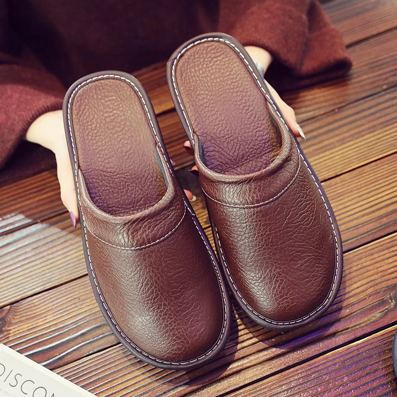 Zapatillas de baratas para hombre, chanclas de piel para Otoño, para invitados, talla grande - AliExpress