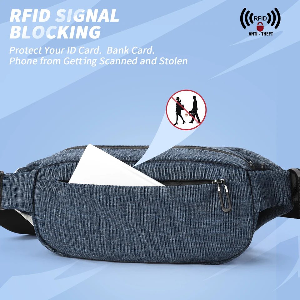 Bandolera Pequeña Antirrobo Con RFID - Para Hombre Y Mujer, Bolsillo Seguro, Correa Ajustable, Ideal Para Senderismo Y Viaje