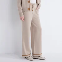TH852180 Luxury Women's Wool Cashmere LP Knit Pants Wide-Leg Drawstring Soft High-End Winter Knitwear Trousers