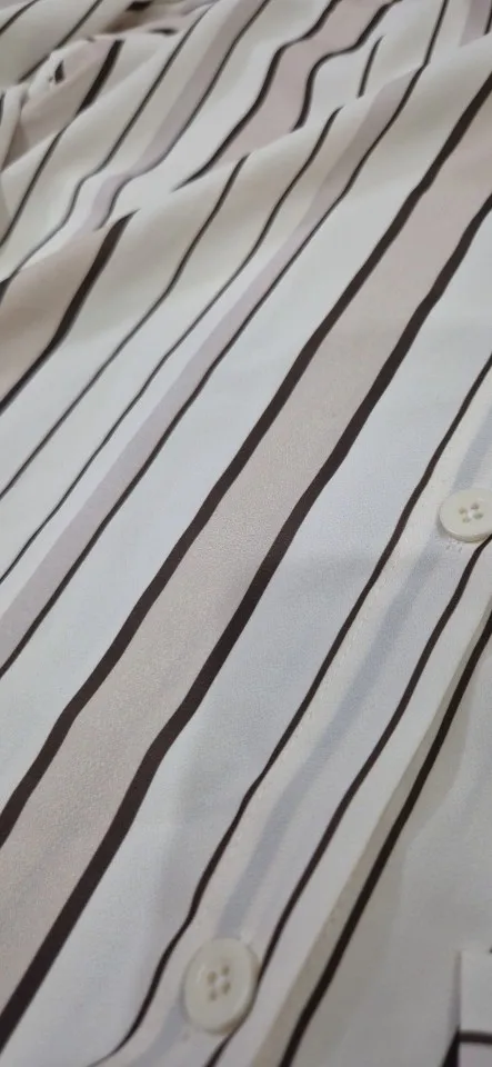 Vintage Striped Chiffon Blouse - Office Lady Long Sleeve Shirt photo review