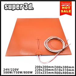 Waterproof Silicone Heated Bed Heating Pad - 400x400mm 220V 800W