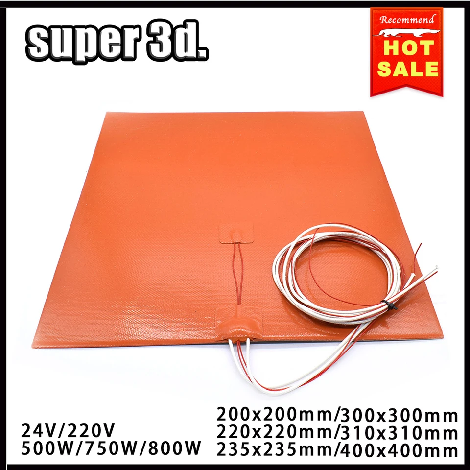 3D Pinter siliconen verwarmd bed met zelfklevende achterkant, 3D-printeraccessoires Hot Bed Pad, conversie met hoge thermische efficiëntie(220v 600w 200 * 300 mm 3D Pinter siliconen verwarmd bed met zelfklevende achterkant, 3D-printeraccessoires Hot Bed Pad, conversie met hoge thermische efficiëntie(220v 600w 200 * 300 mm