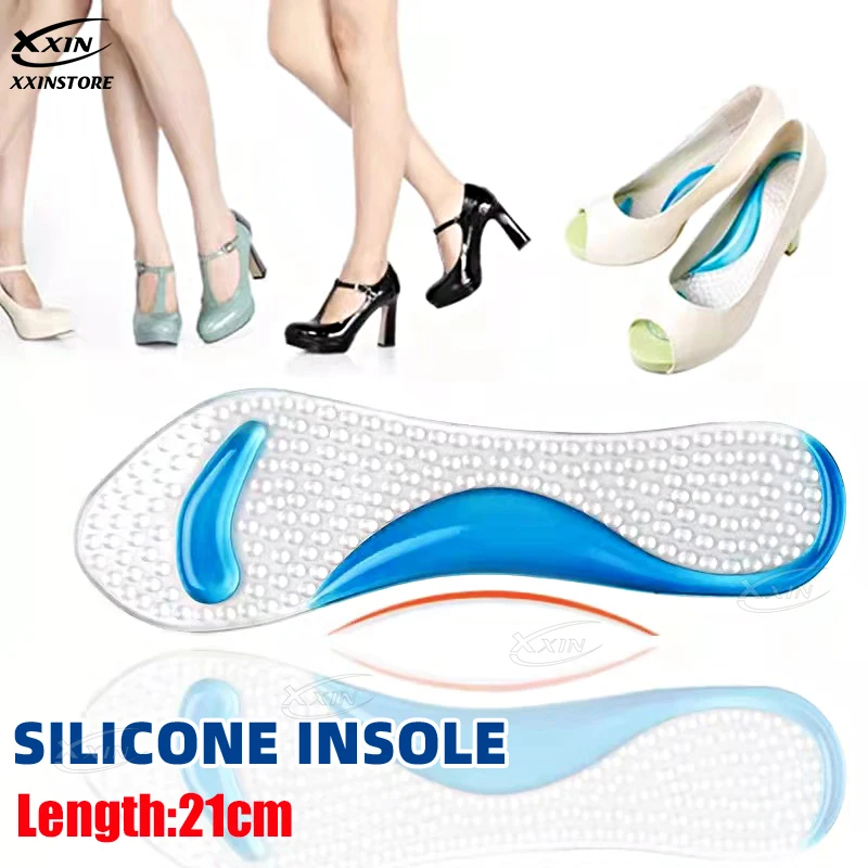 

【Xxin】21cm Silicone Gel Massage Shoes Insoles High Heels Shoe Pad Shock Absorption Arch Insoles 1/2pair