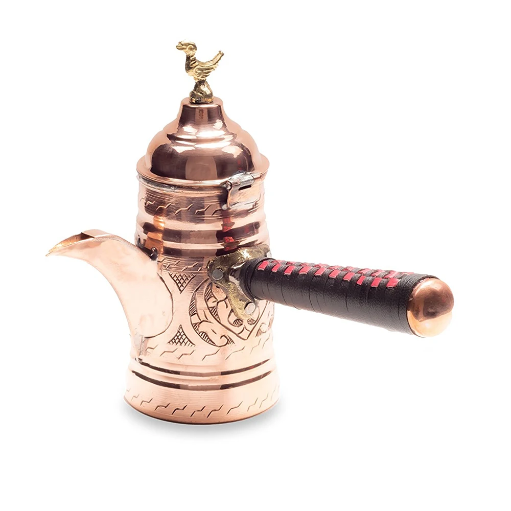 Copper Mirra Coffee Pot Copper Color Diffrent Size Authentic Design Handcrafted Arabic Coffee Culture Leather-Cover каминокомплект mirra 26 wt mb bl mb2