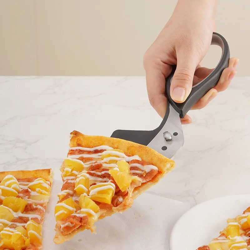 Stainless Steel Pizza Scissors Cutter One-Handed Operation Pizza Spatula Slicer