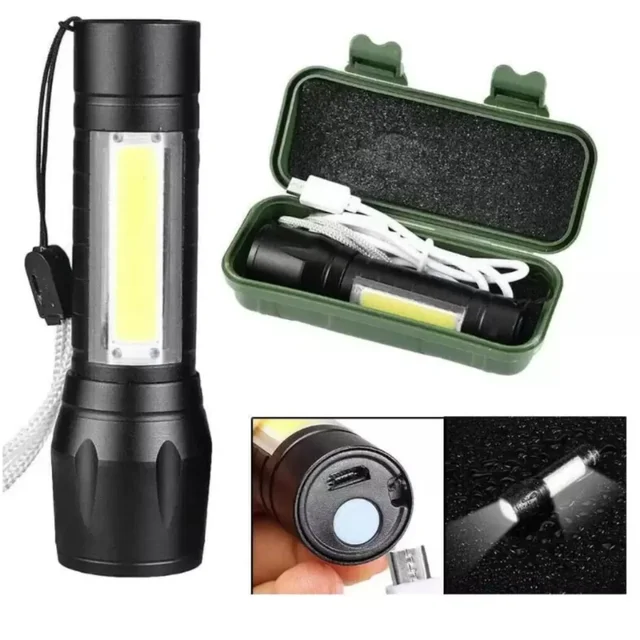 NEVERDIE-Mini Lanterna LED Recarregável, E Zoom P, Regular Alone, Via USB-Envio IMEDIATO PARA TODO BRASIL
