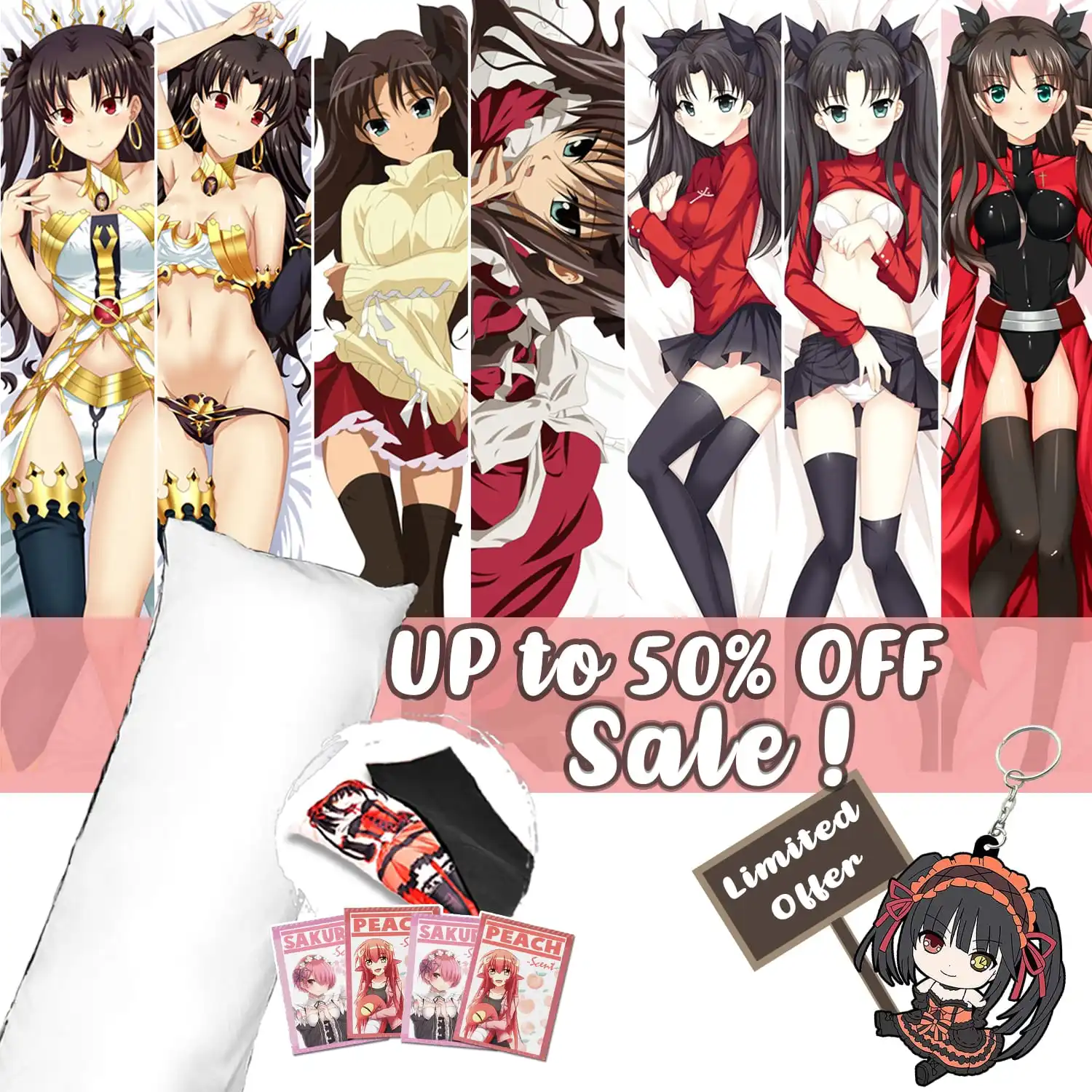 Hobby Express Anime Dakimakura Japanese Otaku Waifu Life Size Doublesided Print Hugging Body Pillow Cover Case Rin Tohsaka