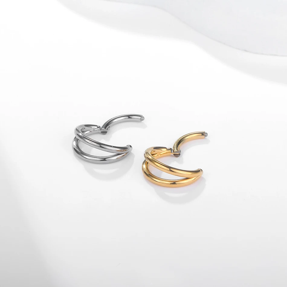 Titanium Nose Ring 1/5pcs Double Hoop 20G 18G 16G Septum Clicker Hinged Segment Ring Ear Cartilage Conch Tragus Helix Jewelry