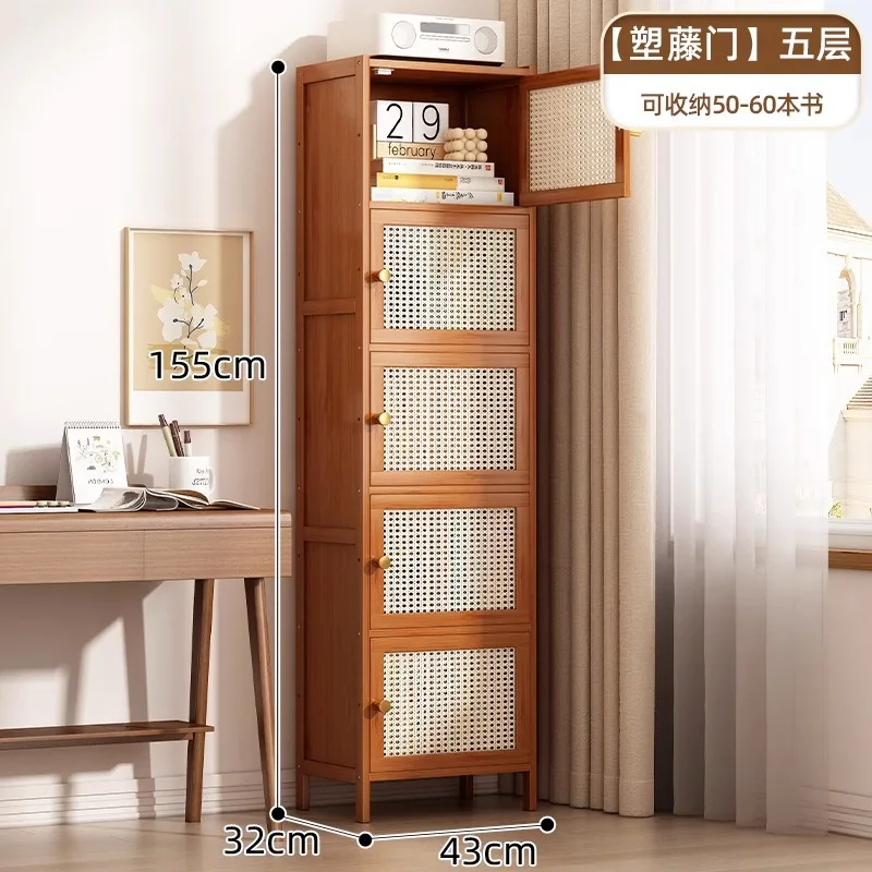 Bamboo Bookshelf with Acrylic or Opaque Doors &ndash; Multi-Tier Bookcase for Home and Office Storage Shelves for Books Decor and More
