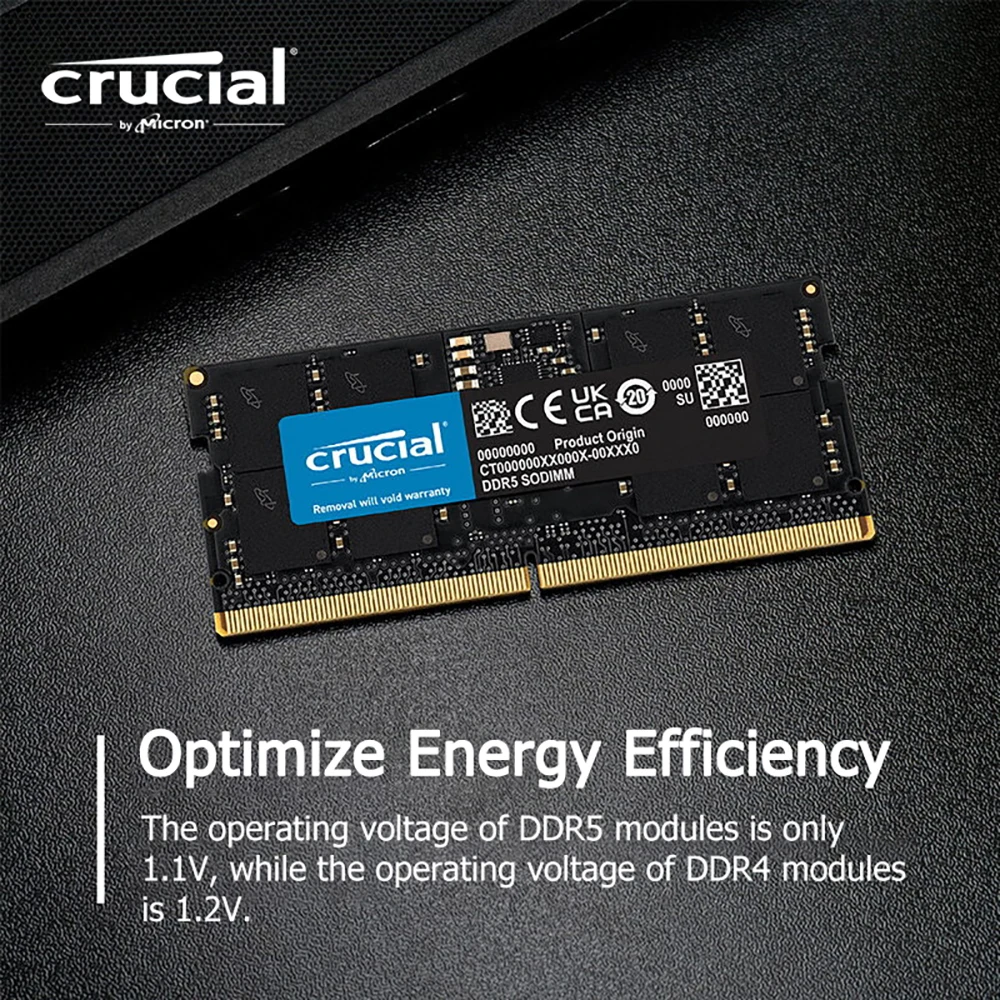 노트북 메모리 업그레이드 모듈용 Crucial DDR5, 4800MHz, 5600MHz RAM, 16GB, 24GB, 32GB, 48GB, 262 핀 SO-DIMM, 1.1V CL40 CL46