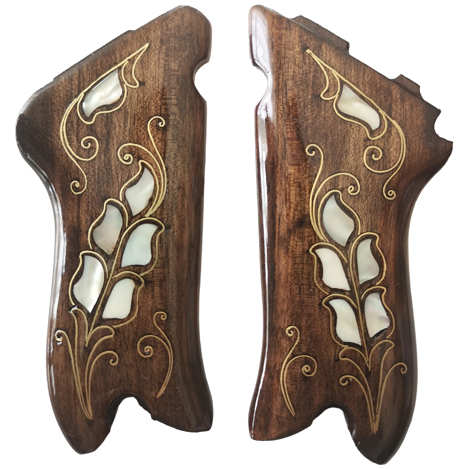 

For Luger P-08 Parabellum Model Compatible Pearl Detail Embroidered Wooden Handgrip Set Luger Wooden Grip