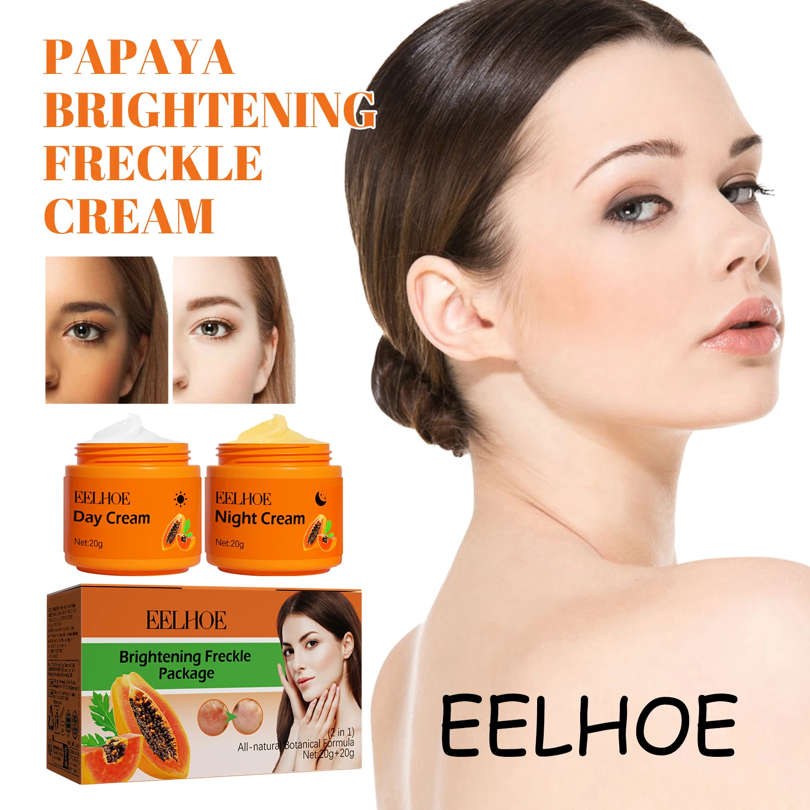 EELHOE Papaya Anti Freckle Face Cream Reduce Dark Spots Brightening Skin Tone Nourishing Reduce Dullness Moisturizing Face Cream