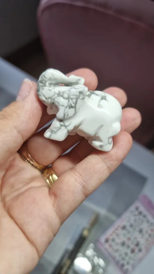 White Turquoise Elephant Figurine photo review