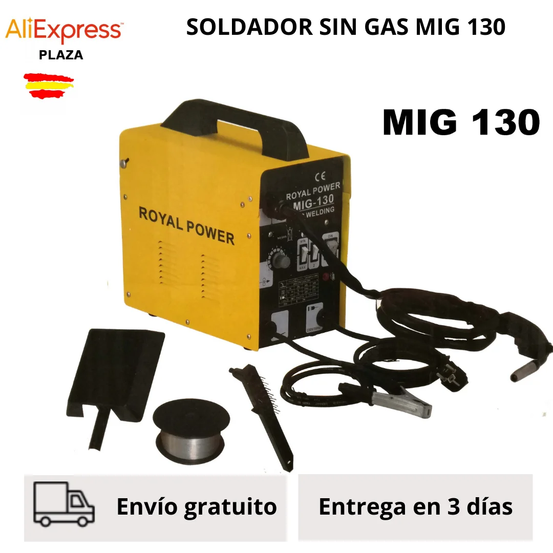 SOLDADOR INVERSOR, MAQUINA DE SOLDAR, POR PUNTOS, HILO SIN GAS,MIG 130 A  230V ROYAL POWER - AliExpress