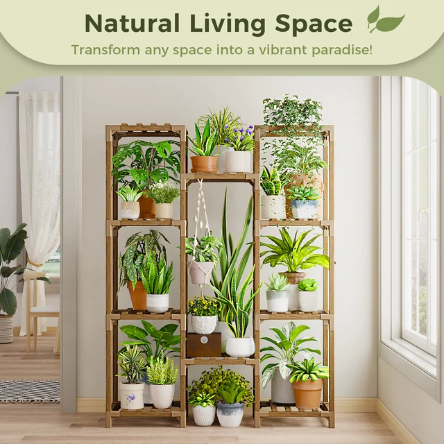 Tall Wood Plant Stand 3
