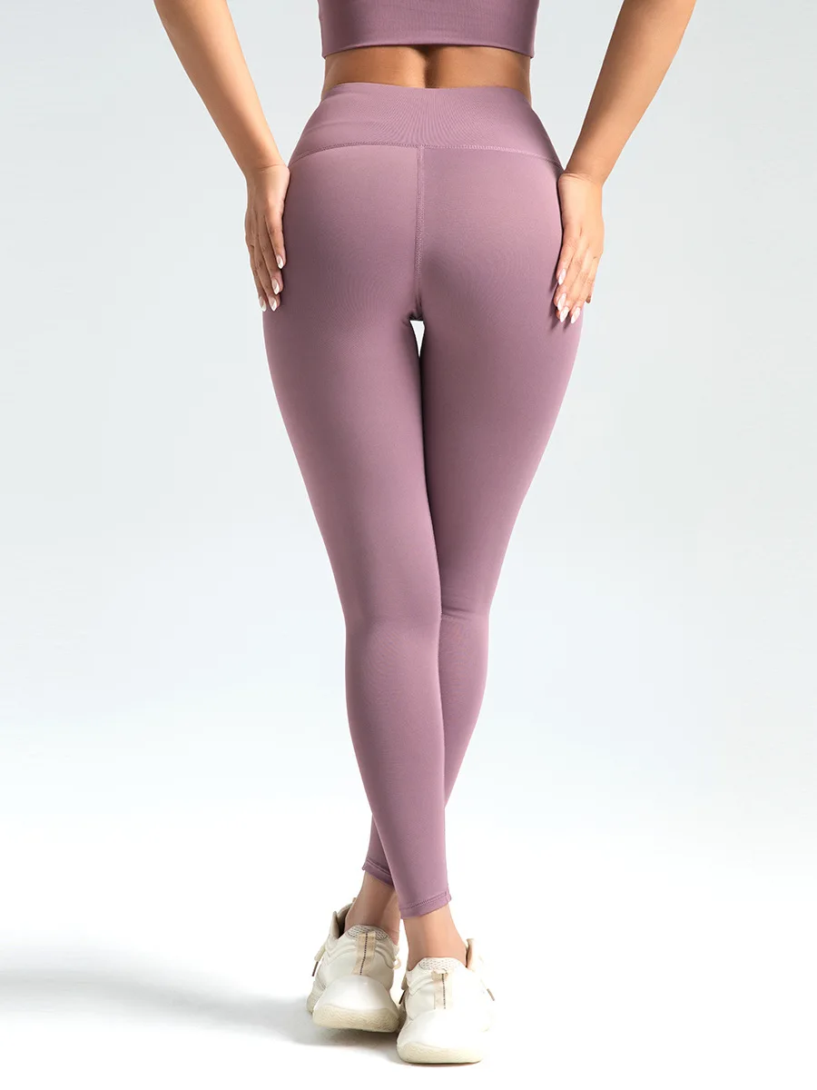 Gym trousers, nude yoga pants for women, peach-butt high-waisted hip-lifting sports fitness pants, belly-control tight yoga pant
