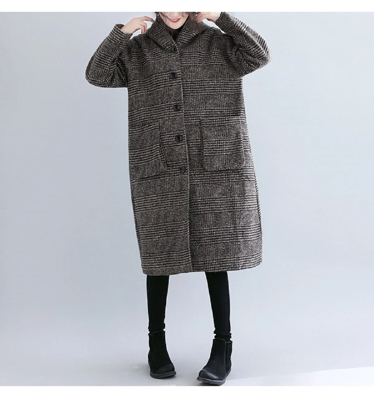 Ladies Woolen Long Jacket Coat Fall Winter Casual Female Women Warm Thick Long Sleeve Coat Windbreaker Overcoat Outwear