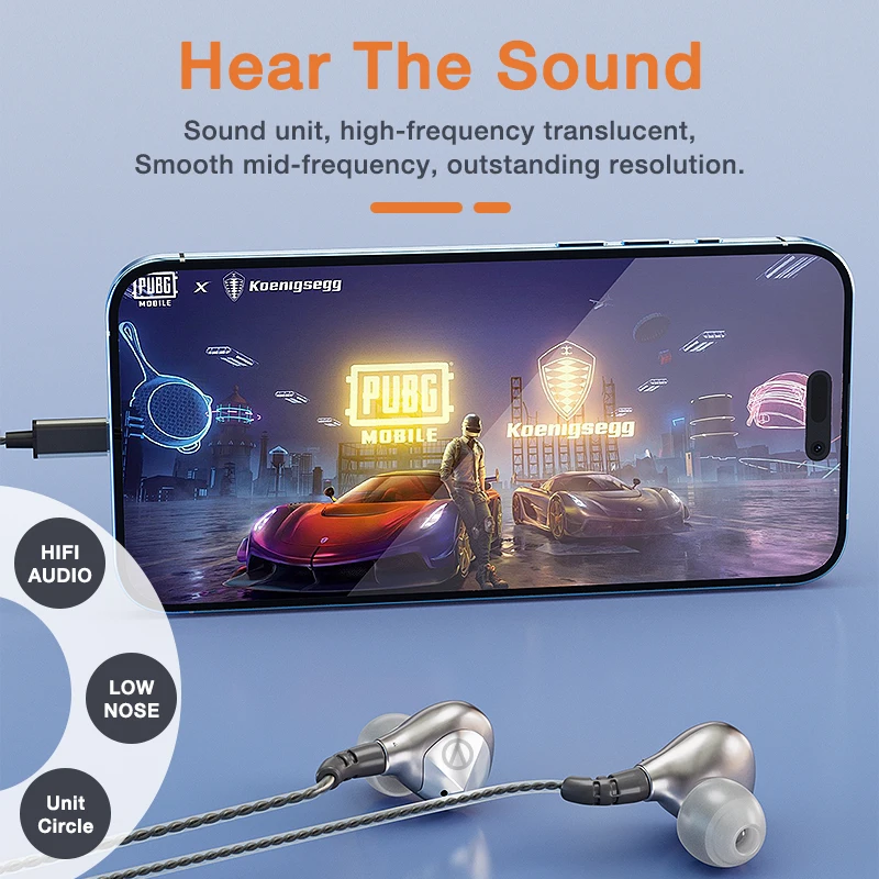 Aolon RM680 3.5mm＆ Tpye-C Wired Earphones with Mic volume control HIFI Sound Quality Sport Earbuds Gaming Headset Stereo Headset 4