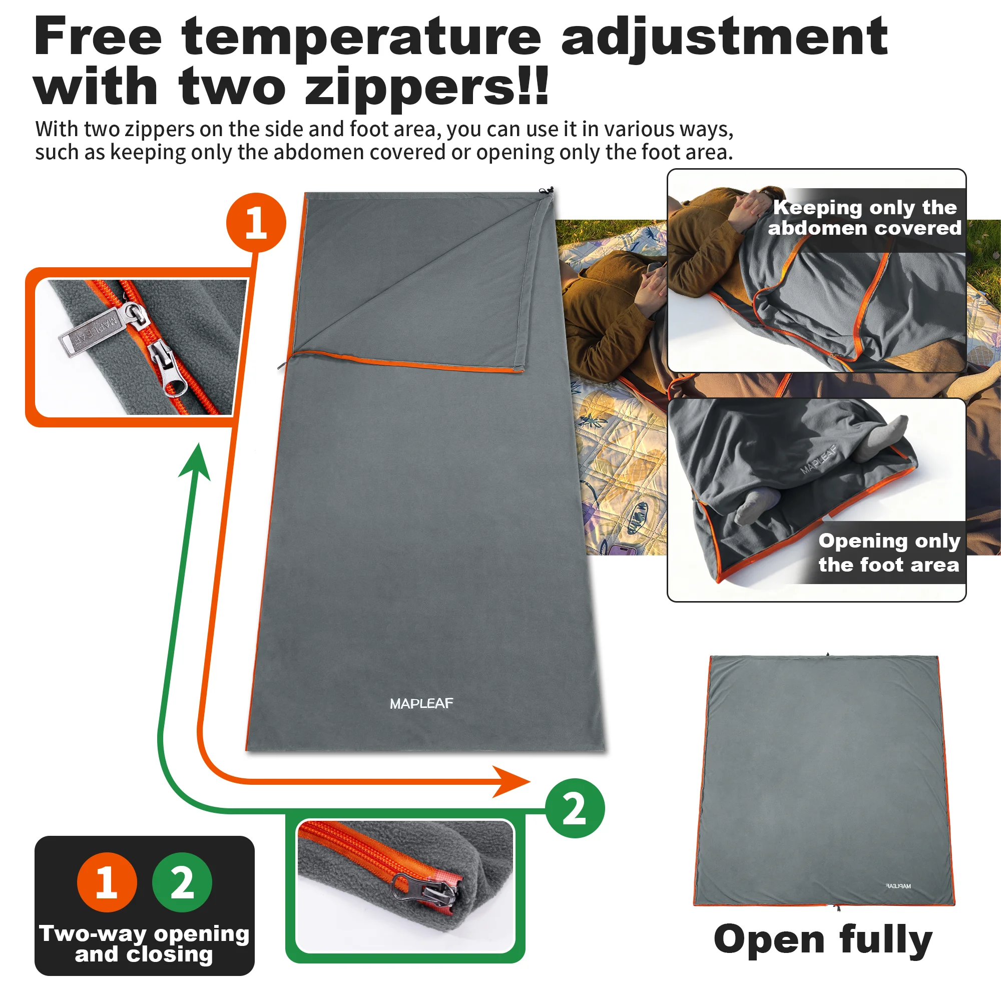 MAPLEAF Fleece Sleeping Bag Liner – Ultralight Winter Travel Sheet 5