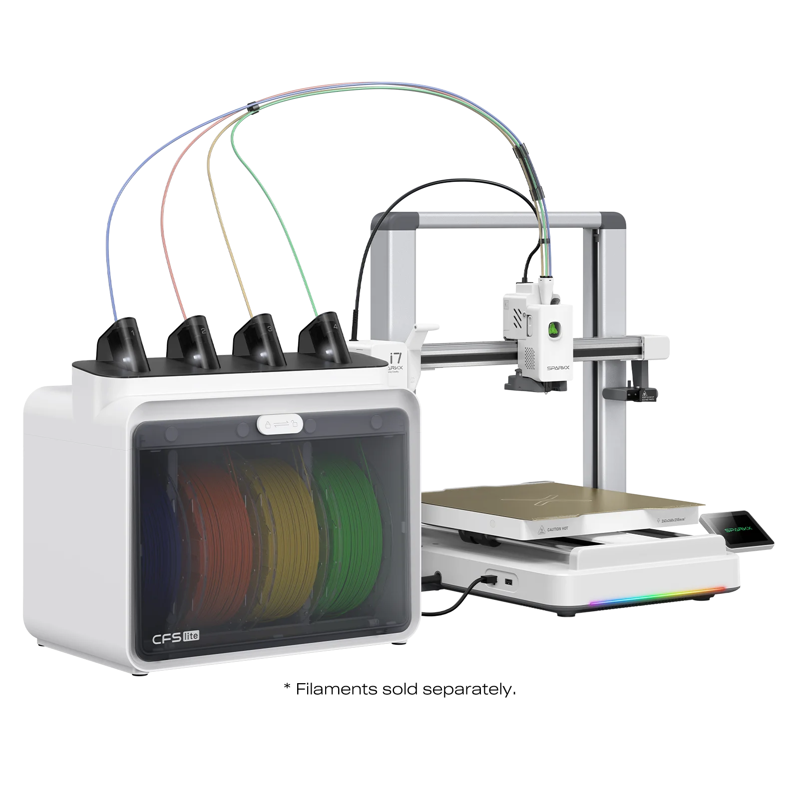 Impressora 3D Creality SPARKX i7 Color Combo CFS Lite com Caixa de Materiais Multicoloridos, AI Photo-to-3D, Velocidade de Impressão de 500mm/s, Tamanho de Impressão 260×260×255mm