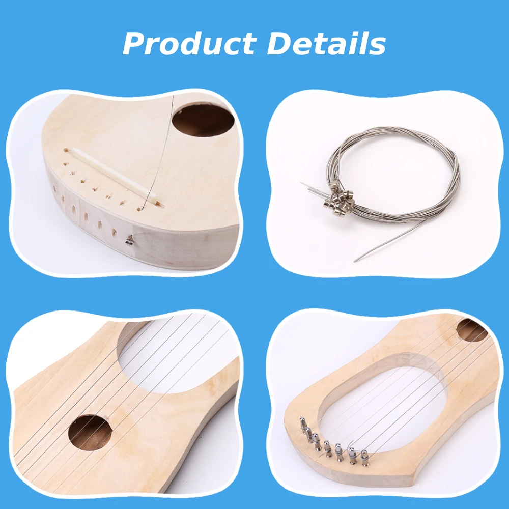 7 String DIY Set Harp Making Material Set Ancient Strings Instrument Lyres Wood String Instrument Boys and Girls Kids Gift