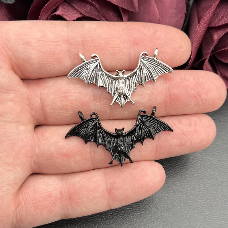 5 Bat Connector Charms, Bat Connector, Bat Charm, Gothic Bat