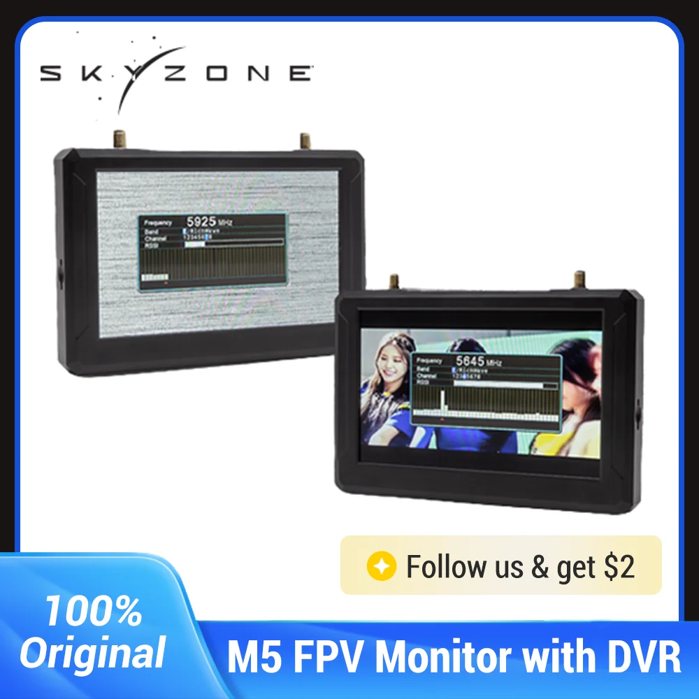 SKYZONE M5 M5F 5.8G 48CH 5 Inch FPV Monitor FOV 50° with DVR LCD 800*480 Video Screen with 5.8Ghz 48 CH SteadyView Receiver