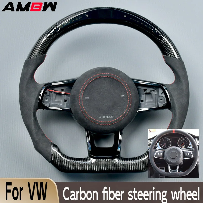 

Customized Real Carbon Fiber Steering Wheel For Volkswagen VW Golf MK7 R GTI GTD GTE Polo GTI Scirocco 2015 2016 T-ROC Tiguan