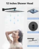 EVERSTEIN Wall Mounted Shower Faucet System Bathroom 12 inch Shower Head with Rough Valve 6 Body Massage Jets & Handheld Spray 4