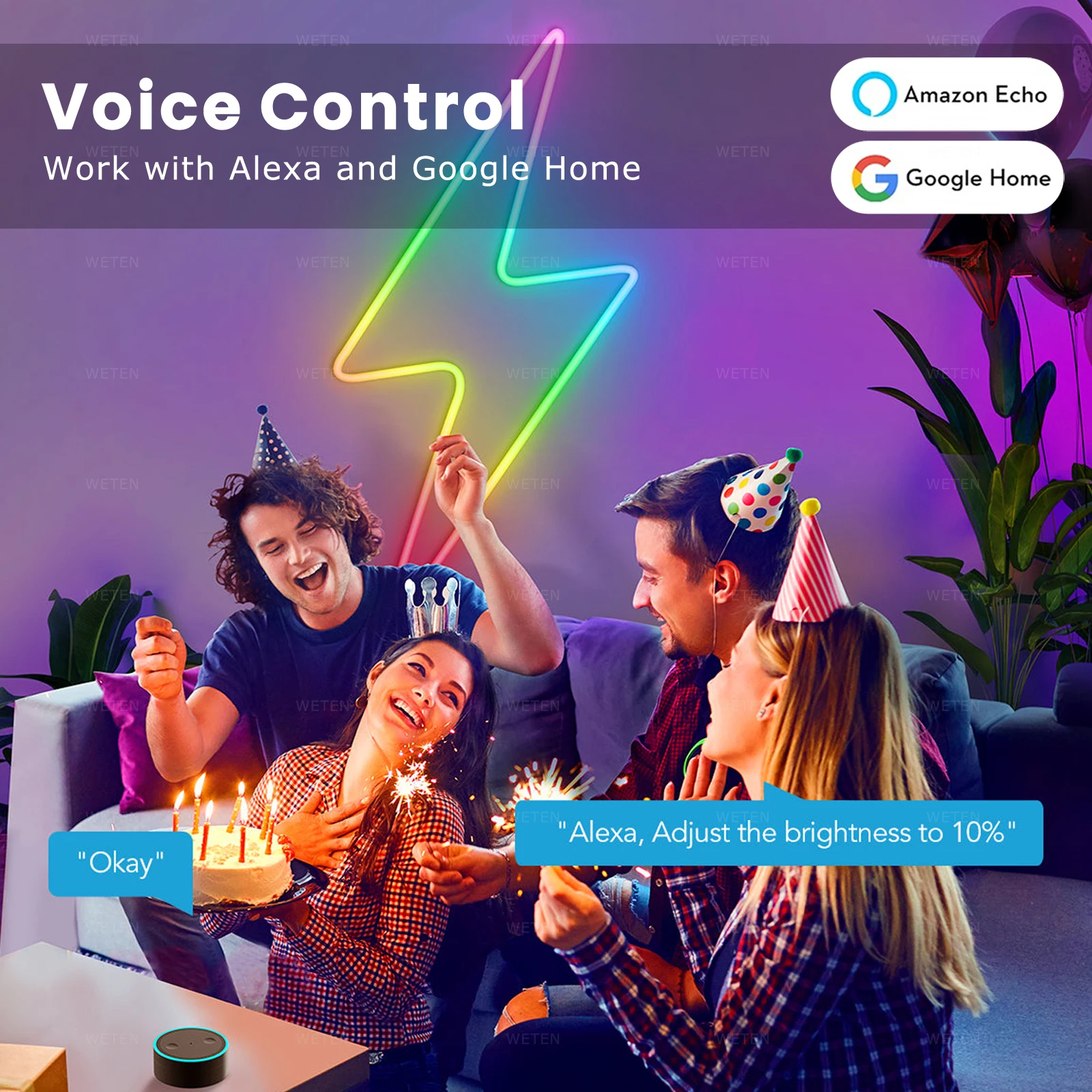 Tuya Smart Wifi Tubo Neon Rgb Flexível Fita Led Fita Rgb Endereçável Lâmpada de Decoração Ambiente Ws2811 Alexa Google Home - Image 3