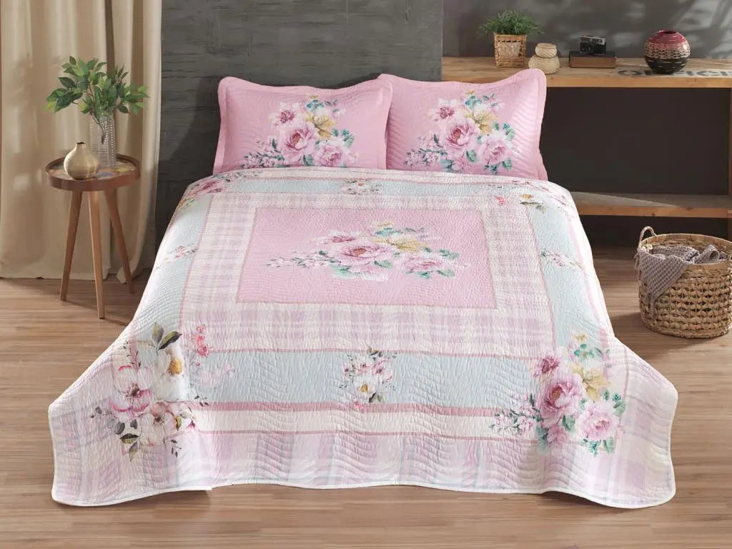 

Elita Printed Quilted Double Bedspread Pink Double Cotton Printed Bedspread