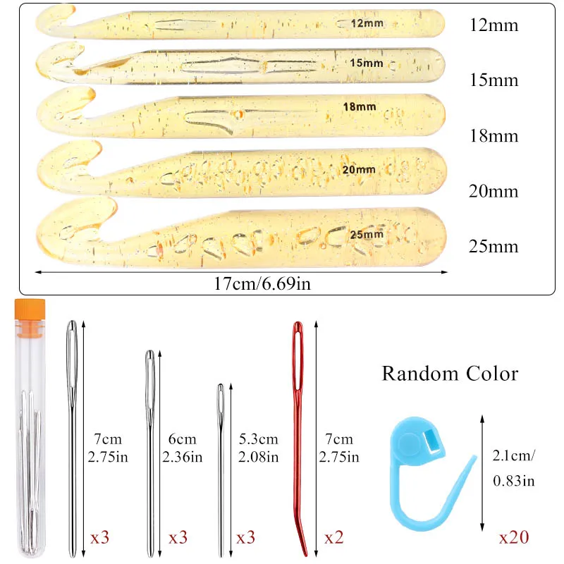 TLKKUE Professional Metal Crochet Hooks Set With Large-Eye Blunt