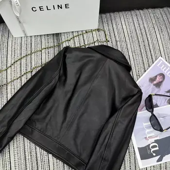 Women's Black Sheepskin Leather Motorcycle Jacket