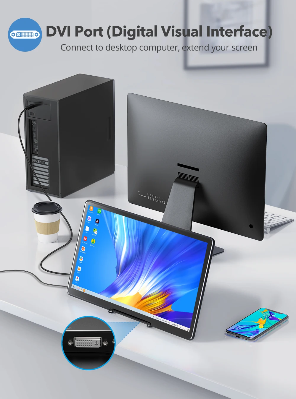 UPERFECT 15.6 ġ ġ ޴ , 1080P PC ̸, VESA HDMI ȣȯ ÷ IPS ũ, Xbox TV  ̿