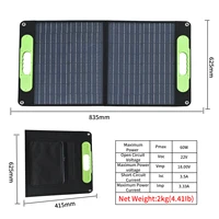 Panneau solaire monocristallin pliable ETFE 60W, module solaire étanche, générateur solaire portable pour station d'alimentation, camping, jardin, camping-car, caravane, bateau, charge de batterie 12V 2