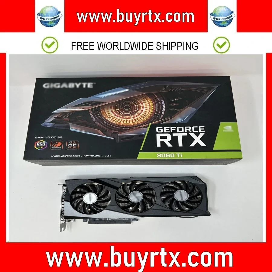 

2024 USED GIGABYTE GeForce RTX 3060 Ti (REV 1.0) GAMING OC 8GB GDDR6 Graphics Card used