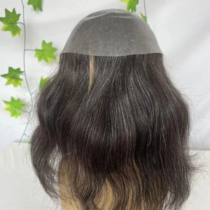 Pwigs 12 Inch Ultra Thin Skin Men Toupee 1b20 80% Human Black Hair