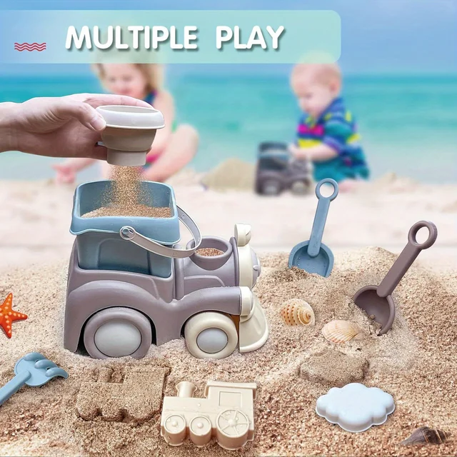 Beach Toys Set Includes Beach Truck, Bucket, Shovel, Rake, Scoop, Trowel, Sandbox Toys, Random Color 3