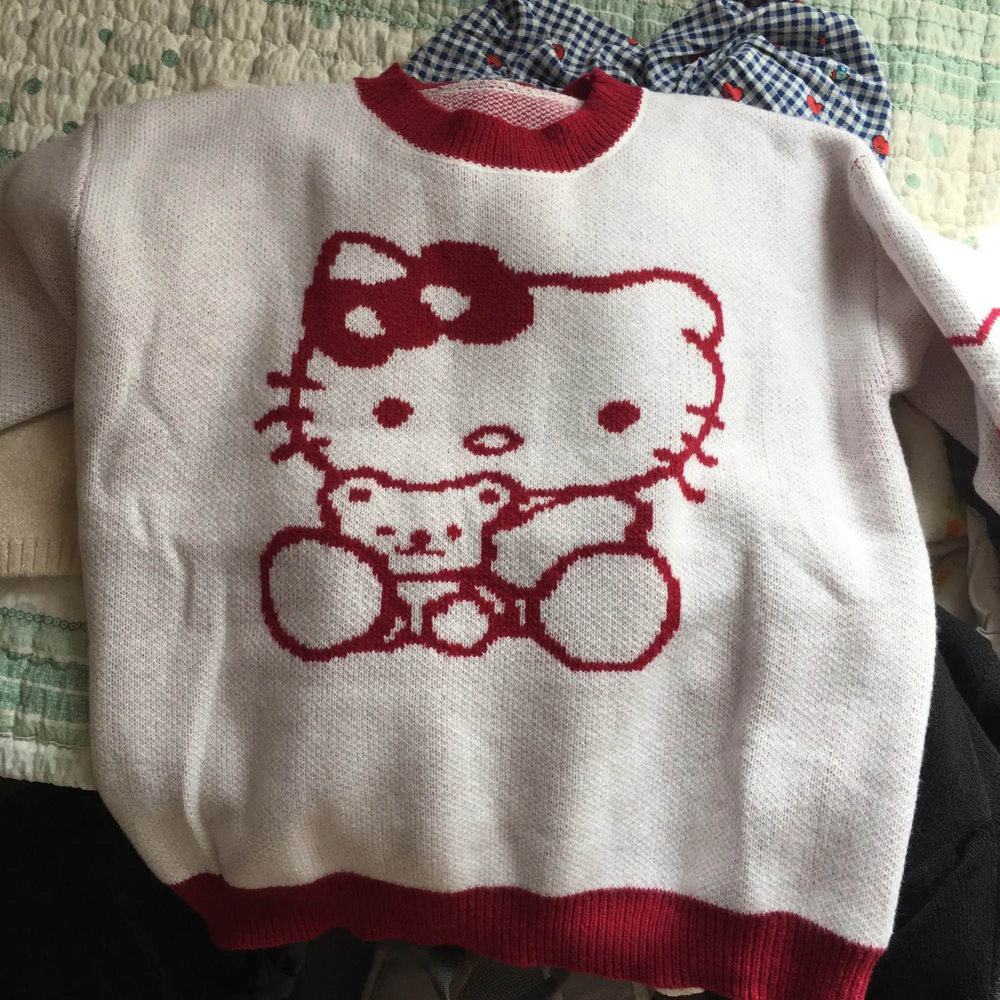 Kawaii Sanriod Anime Series Kitty Cute Pullover Sweater 2023 Autumn Fashion Outfits Trends photo review