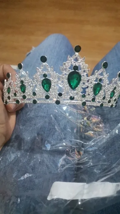Crystal Silver Color Wedding Crown photo review
