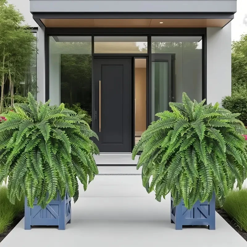 Elegant Boston fern decor; 2 pcs of high-end artificial plants, 38 lifelike leaves suitable for indoor and outdoor hanging decor 5